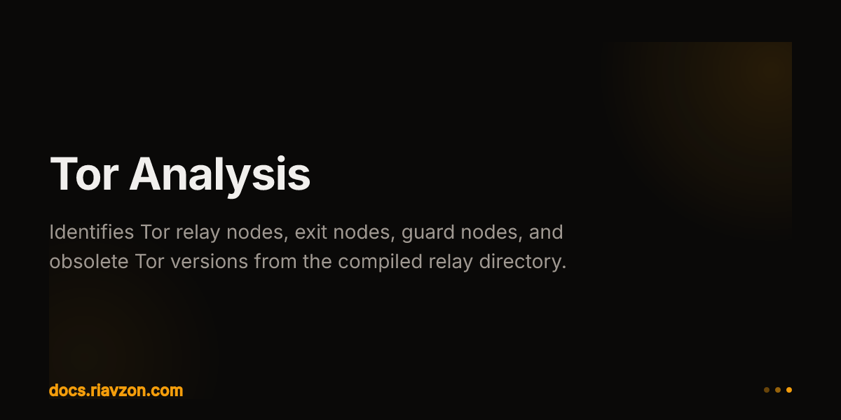 Tor Analysis | Riavzon | Ecosystem