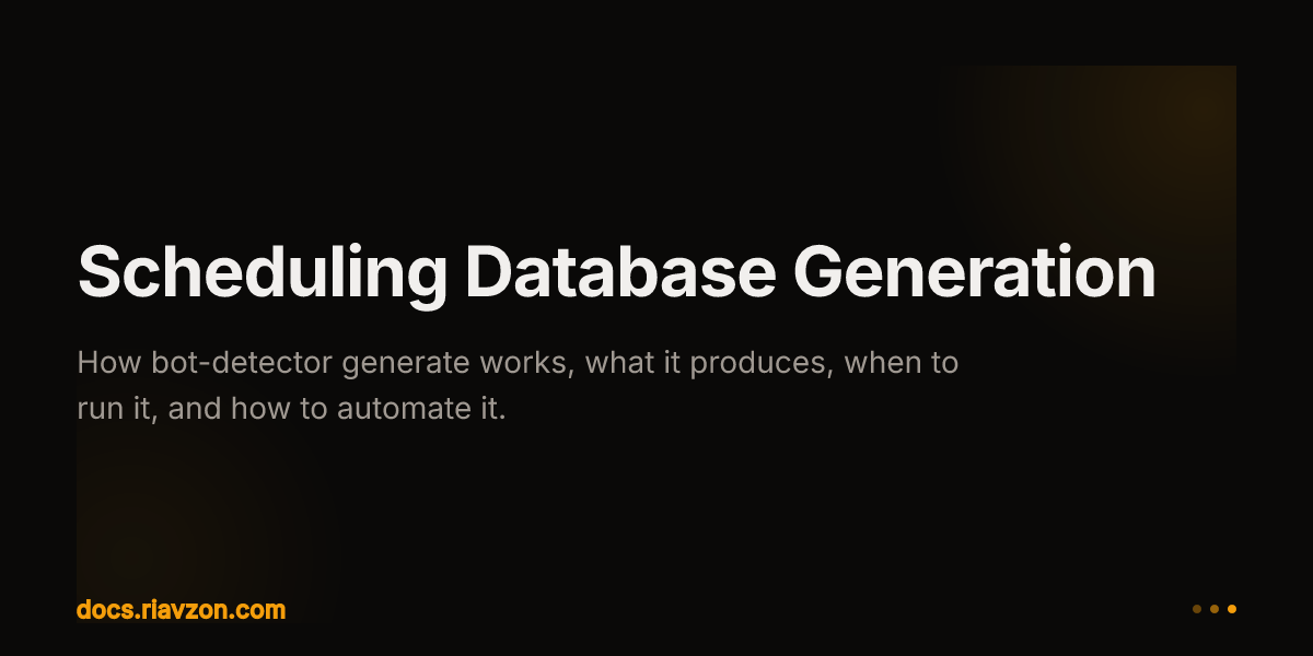Scheduling Database Generation | Riavzon | Ecosystem
